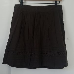 LOFT Brown Eyelet Trim Skirt